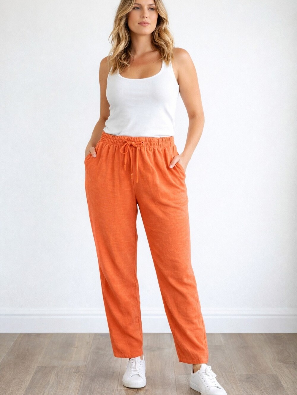 Women plus size orange joggers capri